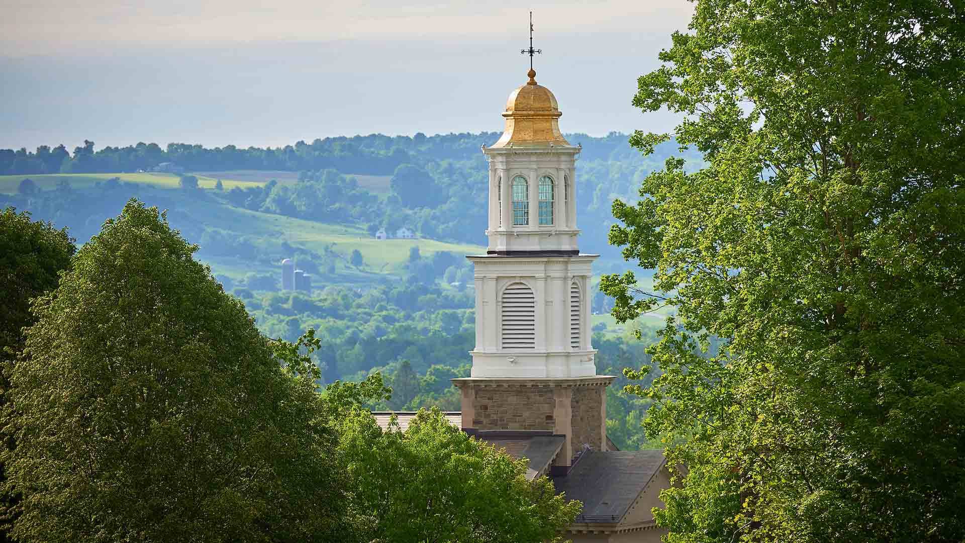ɫTV University Memorial Chapel rises above the trees.